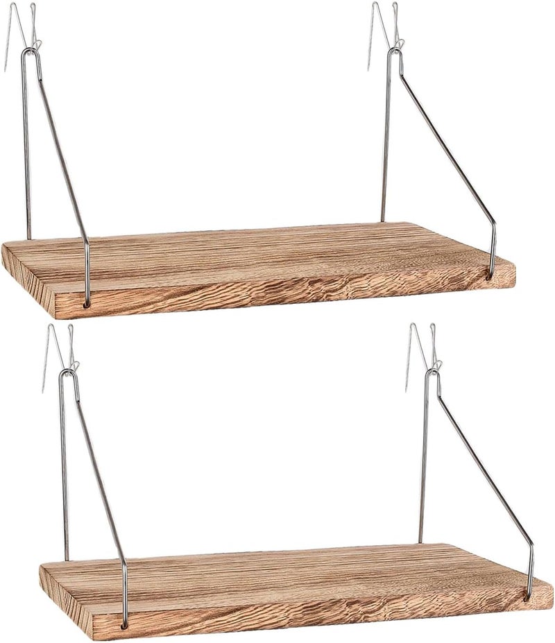onsogi Fabric Wall Cubicle Shelf with Hooks for Work Decor, 11.8' Wooden Cubicle Organizer Storage Shelf with Hangers Cubicle Accessories for Women Men Desk, 2 Pack - Image 1